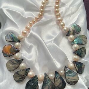 Elegant Pearl and Abalone Necklace